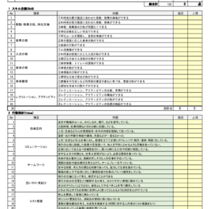 スキル目標と経営理念に沿った行動指針で課題が見えやすい評価シート 評価シート